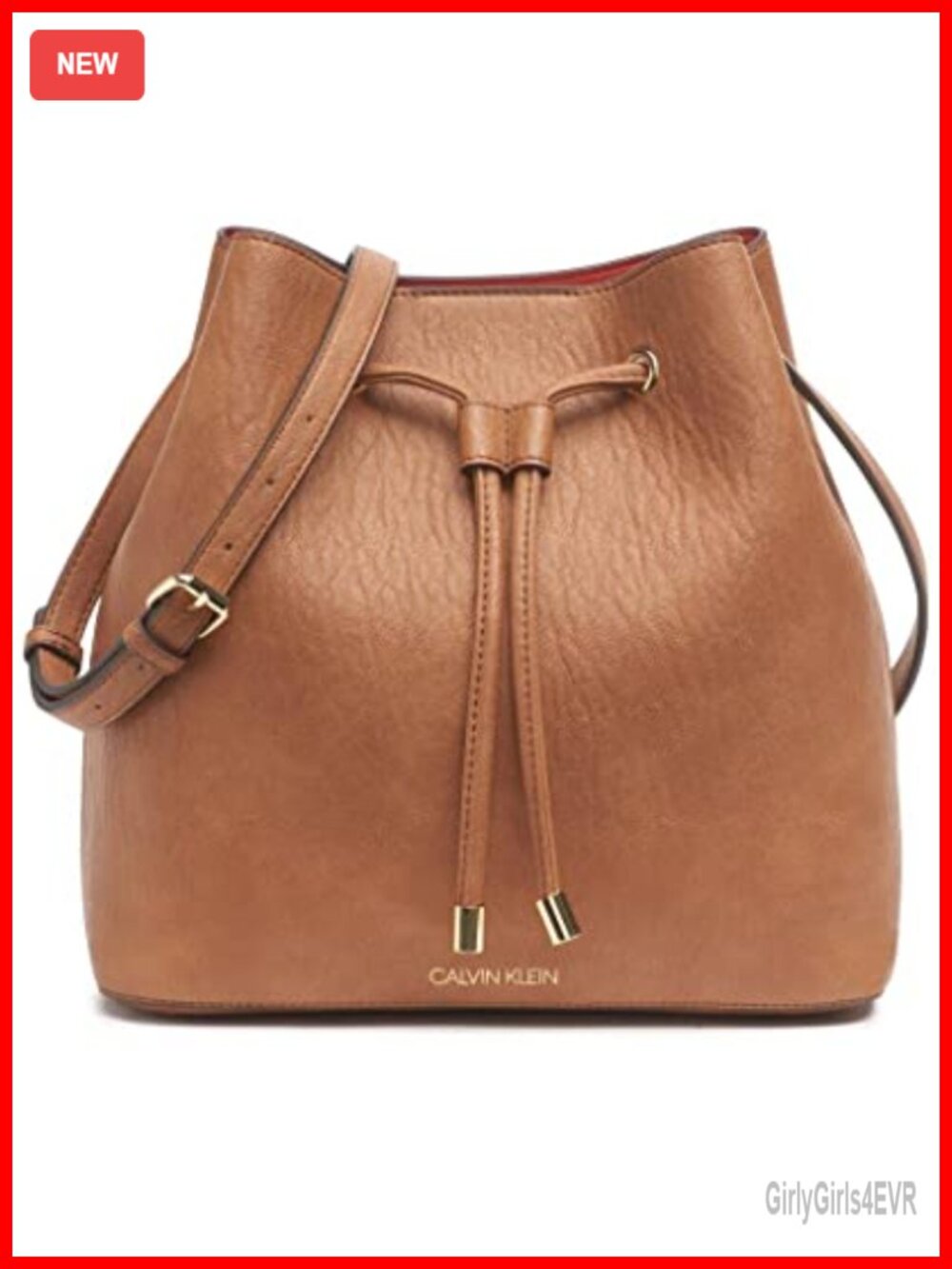Faux Leather Bucket Shoulder Bag with Drawstring Closure and Crossbody Strap